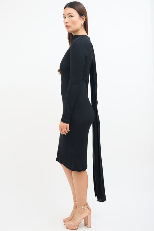 Stella McCartney Black Scarf Long Sleeve Dress