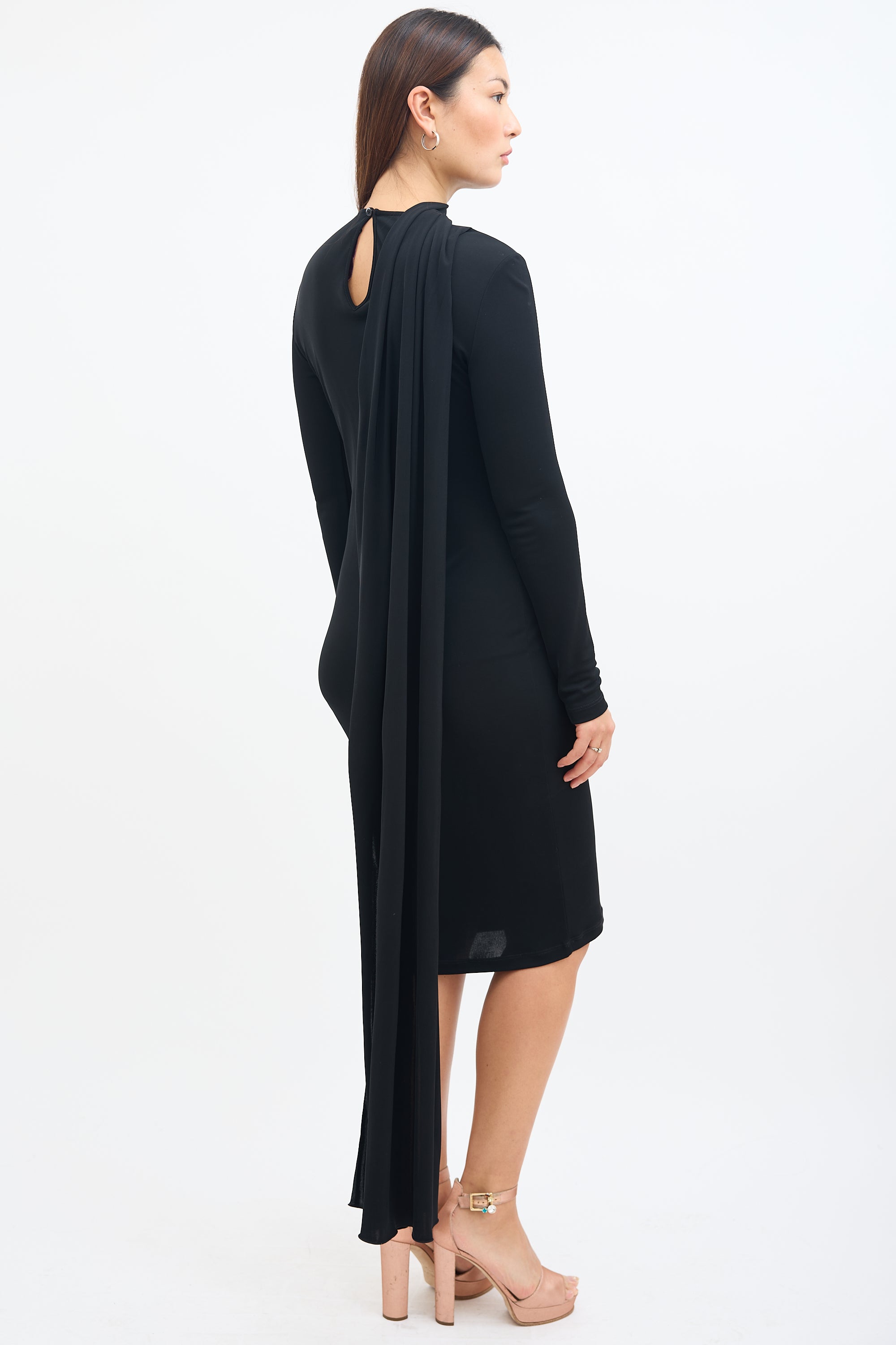 Stella McCartney // Black Scarf Long Sleeve Dress VSP Consignment Stella McCartney // Black Scarf Long Sleeve Dress VSP Consignment