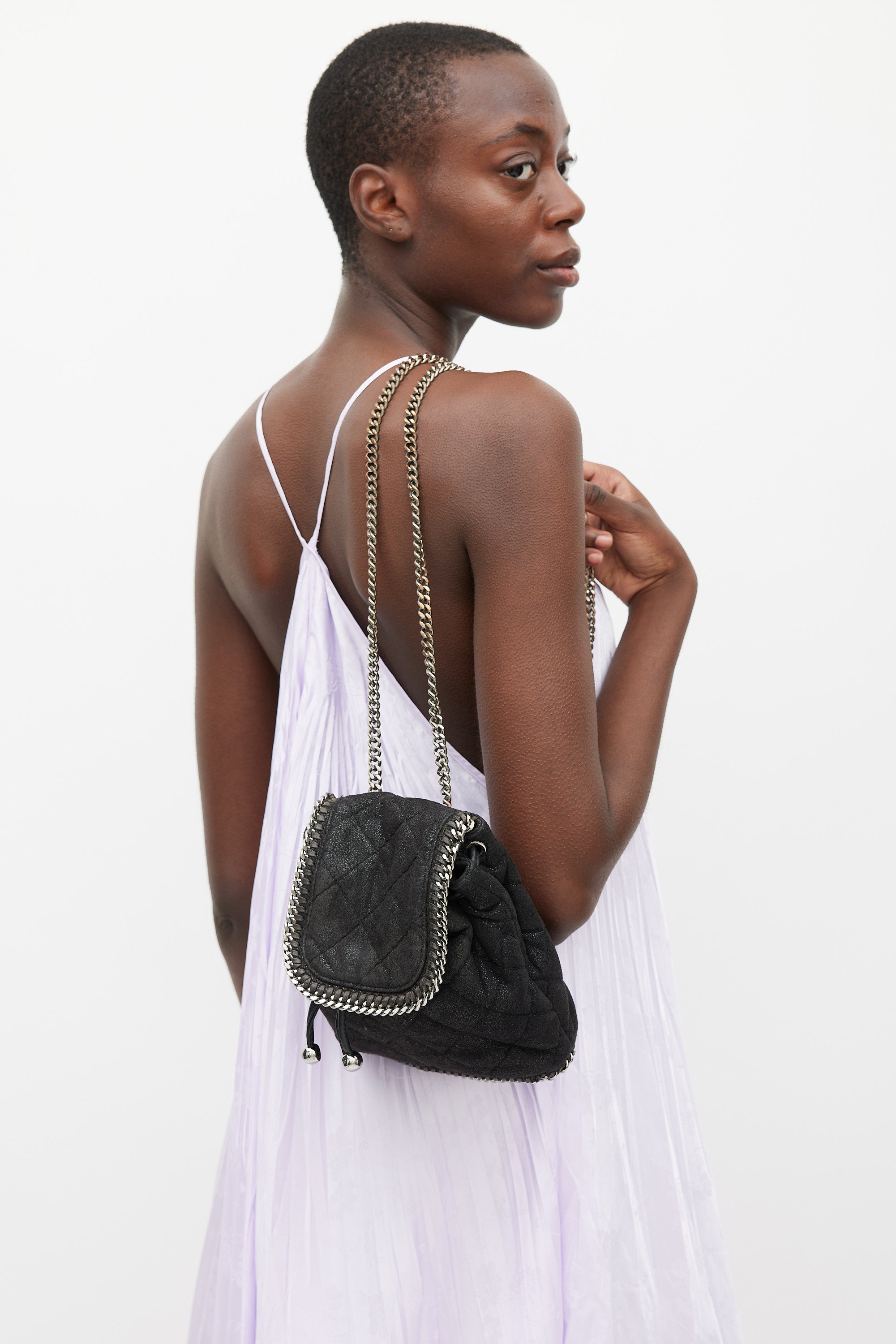 Stella McCartney // Black Quilted Mini Falabella Backpack – VSP Consignment