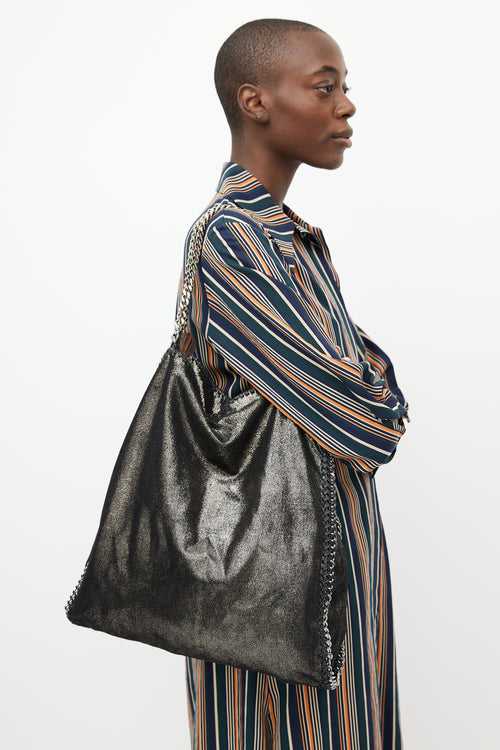 Stella McCartney Black & Silver Falabella Metallic Bag