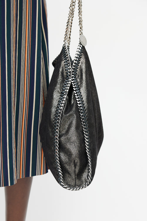 Stella McCartney Black & Silver Falabella Metallic Bag