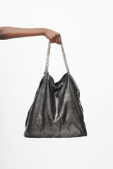 Stella McCartney Black & Silver Falabella Metallic Bag