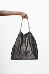 Stella McCartney Black & Silver Falabella Metallic Bag
