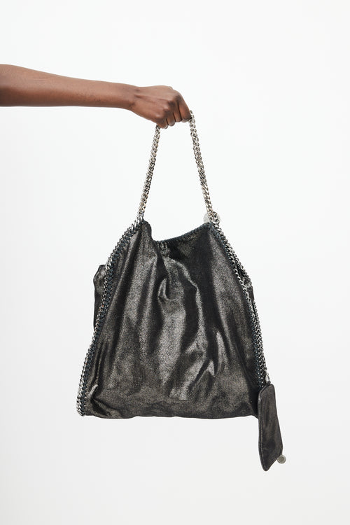 Stella McCartney Black & Silver Falabella Metallic Bag