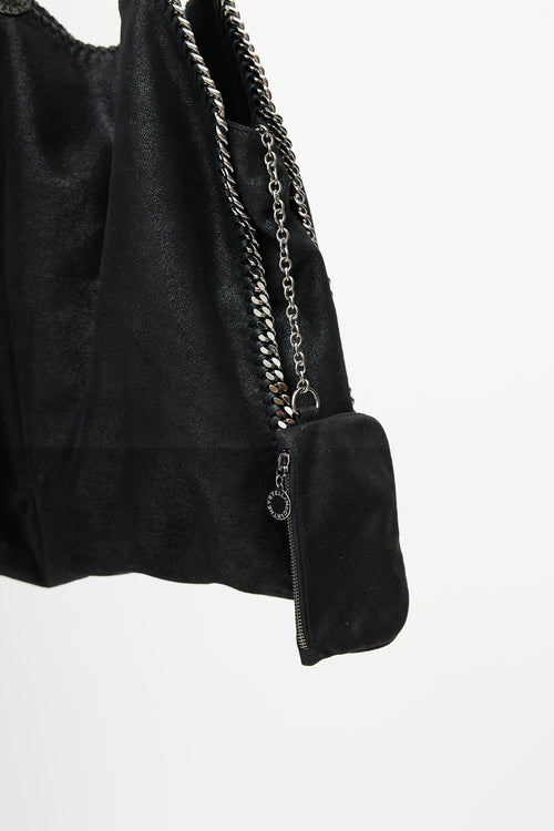 Stella McCartney Black & Silver Large Falabella Shoulder Bag