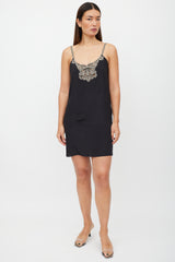 Stella McCartney Black & Silver Silk Chain Link Dress