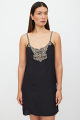 Stella McCartney Black & Silver Silk Chain Link Dress