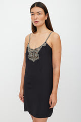 Stella McCartney Black & Silver Silk Chain Link Dress