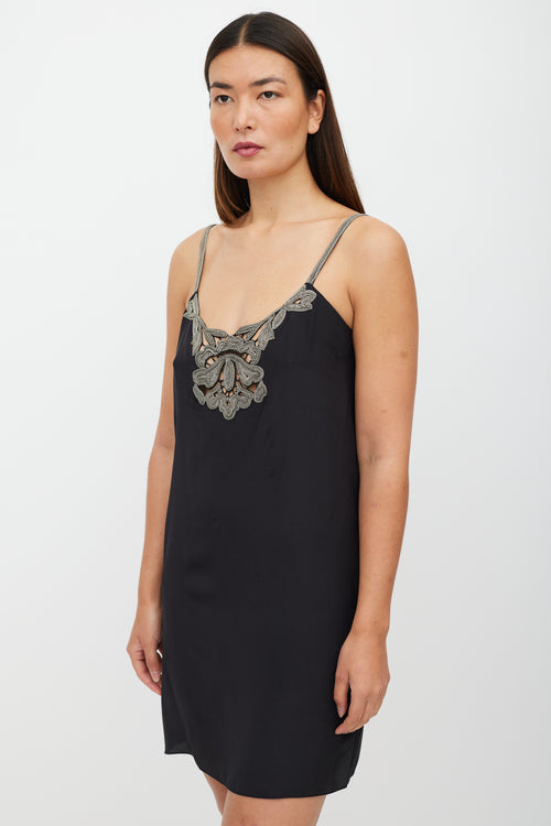Stella McCartney Black & Silver Silk Chain Link Dress