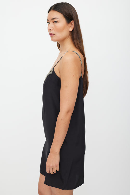 Stella McCartney Black & Silver Silk Chain Link Dress