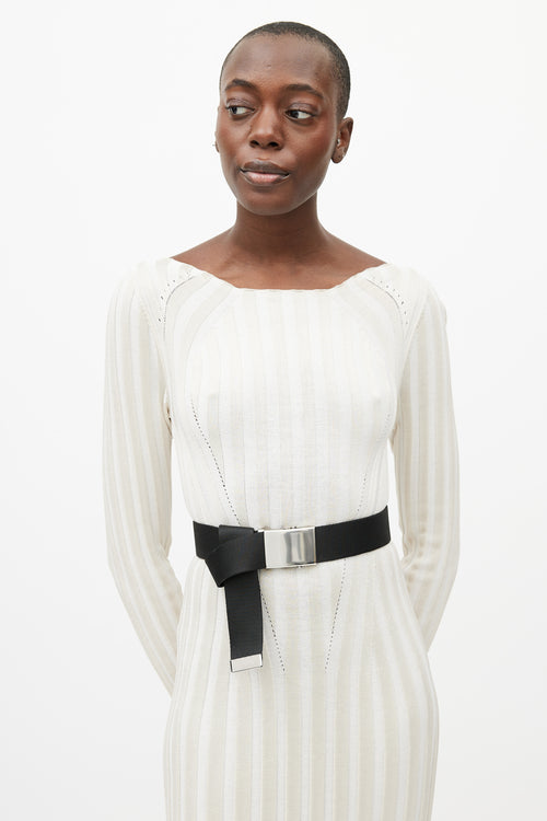 Stella McCartney Black & Silver Webbed Belt