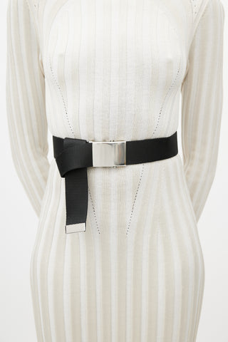 Stella McCartney Black & Silver Webbed Belt