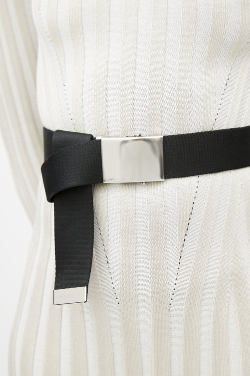 Stella McCartney Black & Silver Webbed Belt