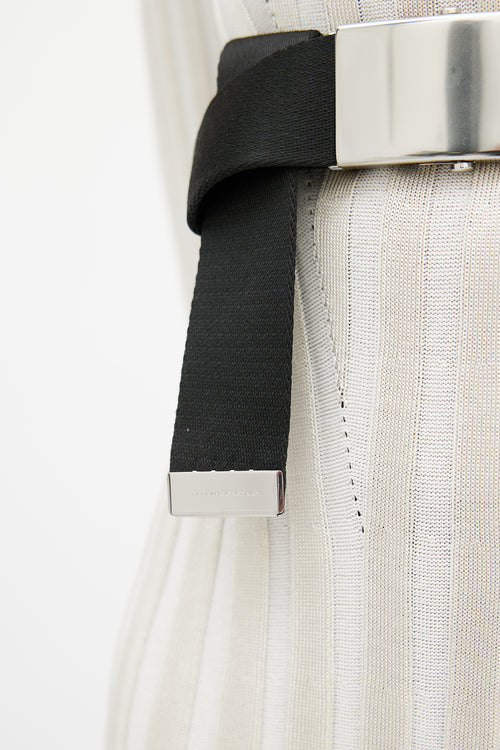 Stella McCartney Black & Silver Webbed Belt