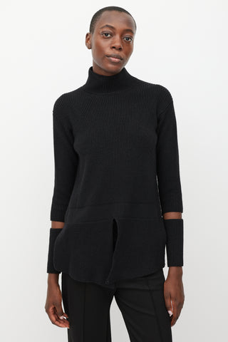 Stella McCartney Black Split Turtleneck Sweater