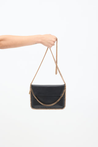 Stella McCartney Black Vegan Leather Falabella Envelope Crossbody Bag