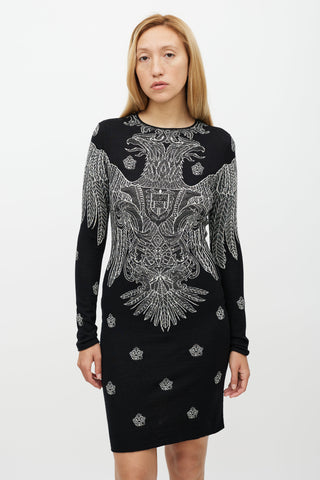 Stella McCartney Black & White Crest Woven Dress