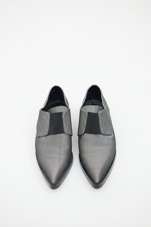 Stella McCartney Black & White Woven Pointed Toe Flat