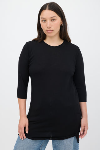 Stella McCartney Black Wool Three Quarter Sleeve Top