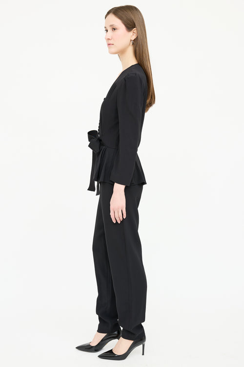 Stella McCartney Black Belted Ruffled Jumpsuit