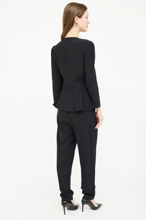 Stella McCartney Black Belted Ruffled Jumpsuit