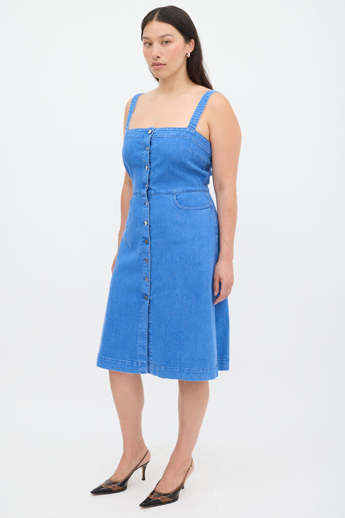 Stella McCartney Blue Denim Button Up Midi Dress