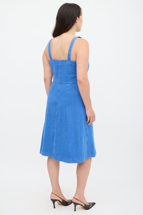 Stella McCartney Blue Denim Button Up Midi Dress