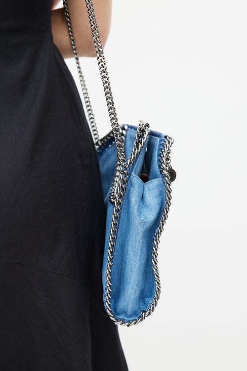 Stella McCartney Blue Denim Embroidered Falabella Crossbody Bag