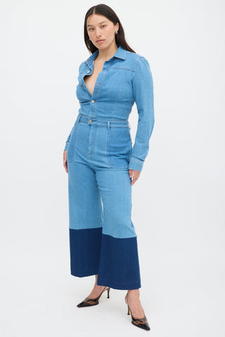 Stella McCartney Blue Denim Wide Leg Jumpsuit