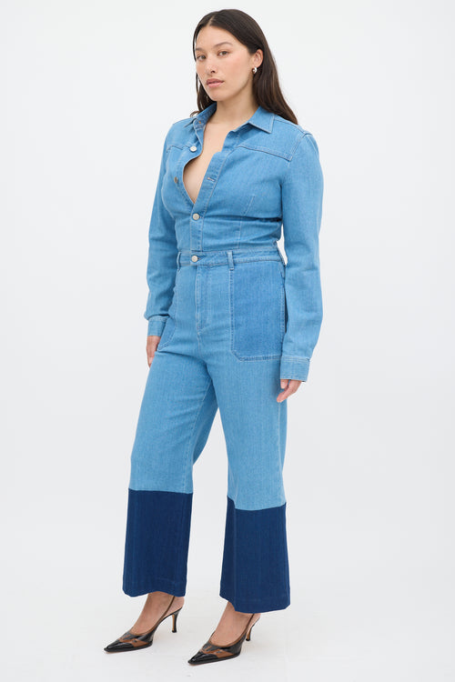 Stella McCartney Blue Denim Wide Leg Jumpsuit