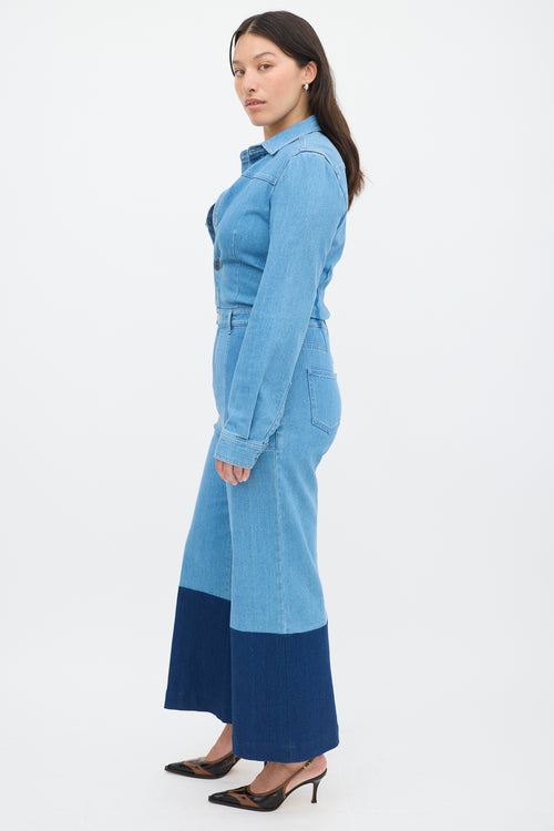 Stella McCartney Blue Denim Wide Leg Jumpsuit