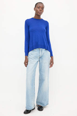 Stella McCartney Blue Wool Knit Flared Sweater