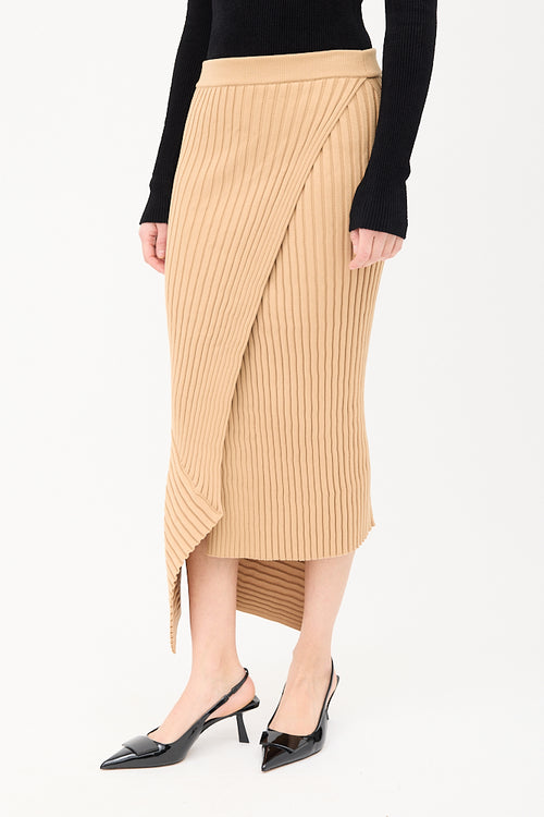 Stella McCartney Brown Ribbed Knit Elevated Midi Skirt