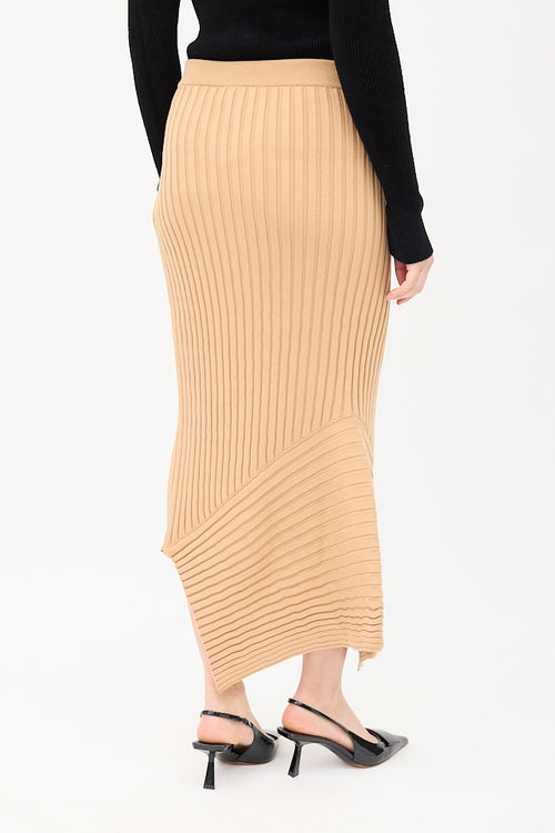 Stella McCartney Brown Ribbed Knit Elevated Midi Skirt