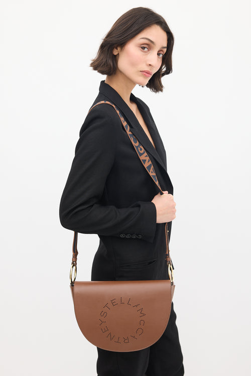 Stella McCartney Brown Vegan Leather Marlee Logo Bag