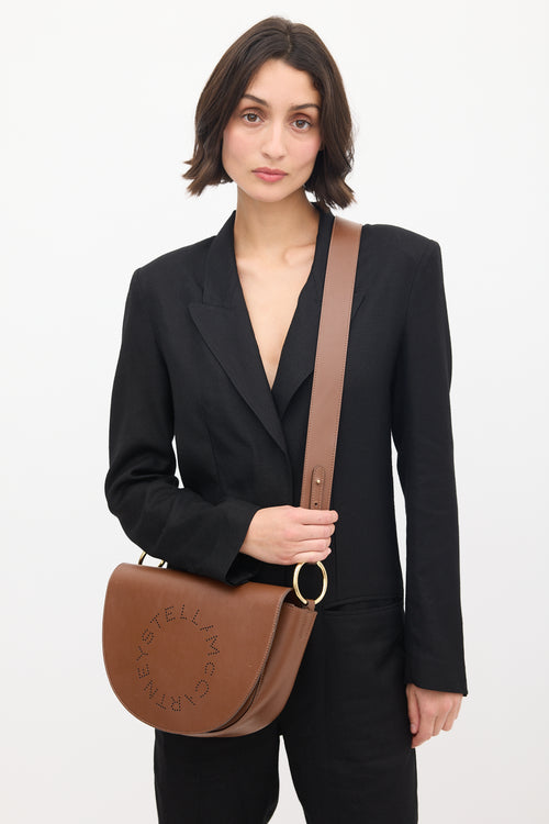 Stella McCartney Brown Vegan Leather Marlee Logo Bag