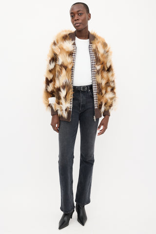 Stella McCartney Brown & White Mixed Faux Fur Vilma Jacket