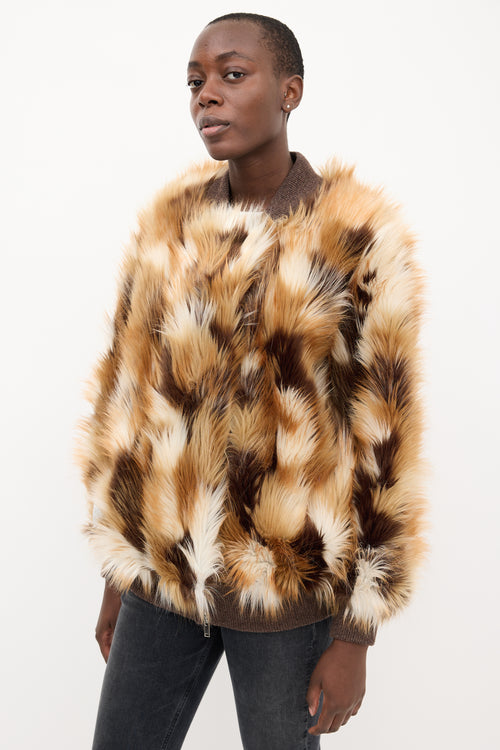 Stella McCartney Brown & White Mixed Faux Fur Vilma Jacket