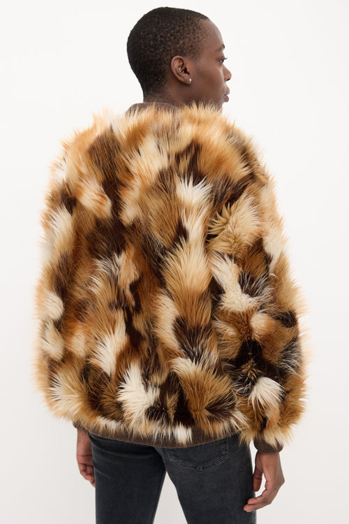 Stella McCartney Brown & White Mixed Faux Fur Vilma Jacket