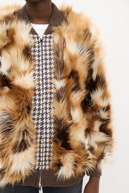 Stella McCartney Brown & White Mixed Faux Fur Vilma Jacket