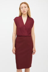 Stella McCartney Burgundy Pleated Wrap Dress