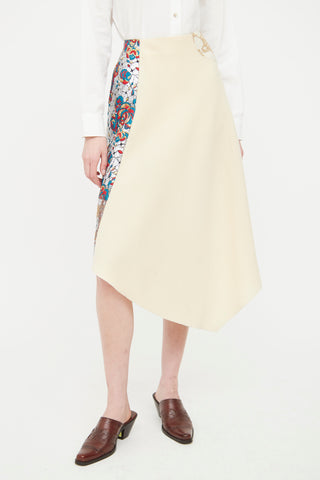 Stella McCartney Cream & Floral Multicolour Pattern Skirt