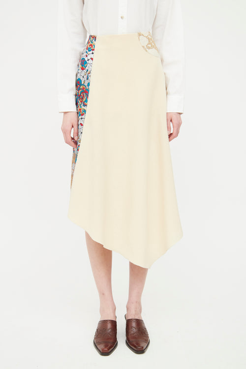 Stella McCartney Cream & Floral Multicolour Pattern Skirt