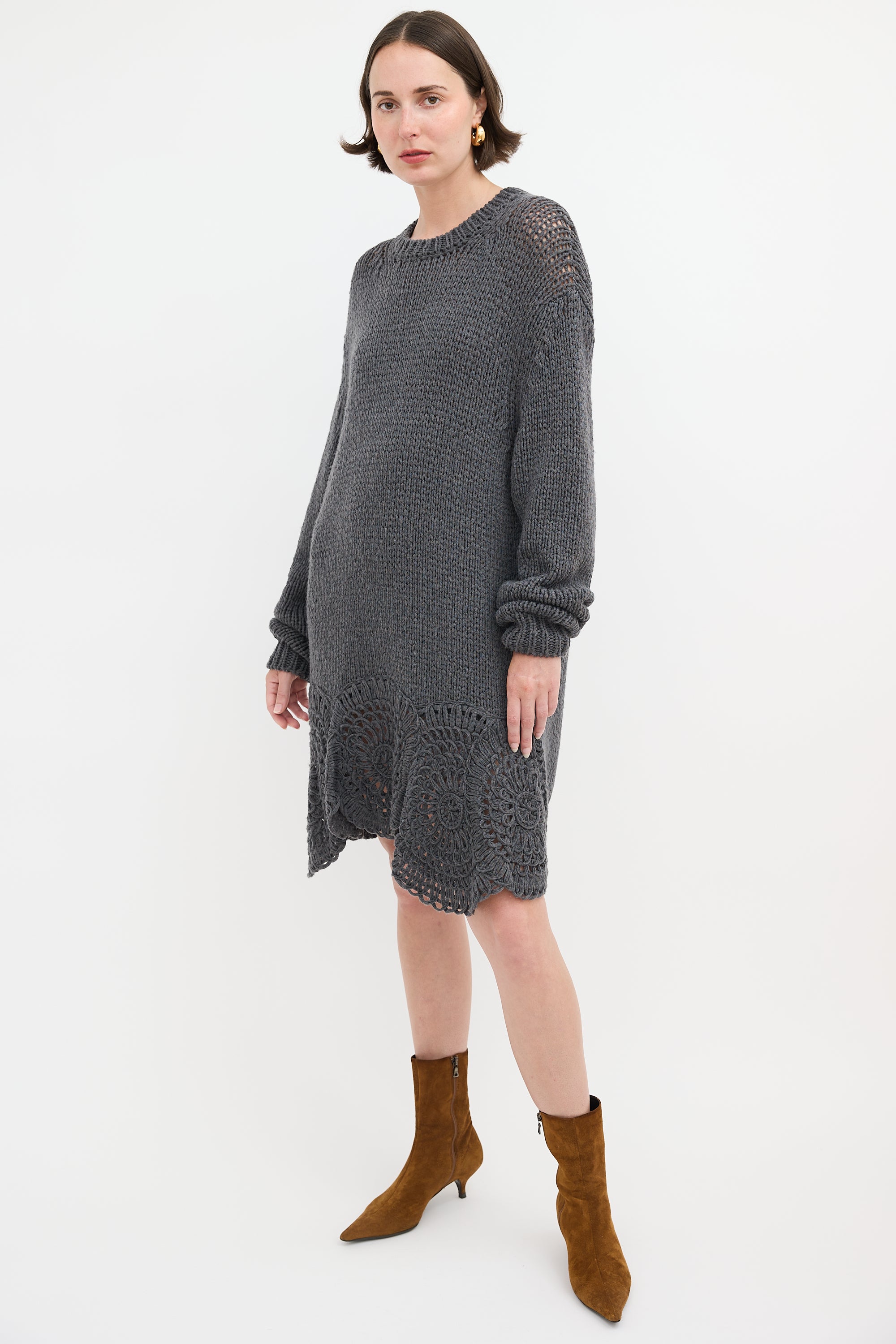 stella mccartney crochet dress Stella Mccartney Long Sleeve Crochet Maxi Dress - Natural