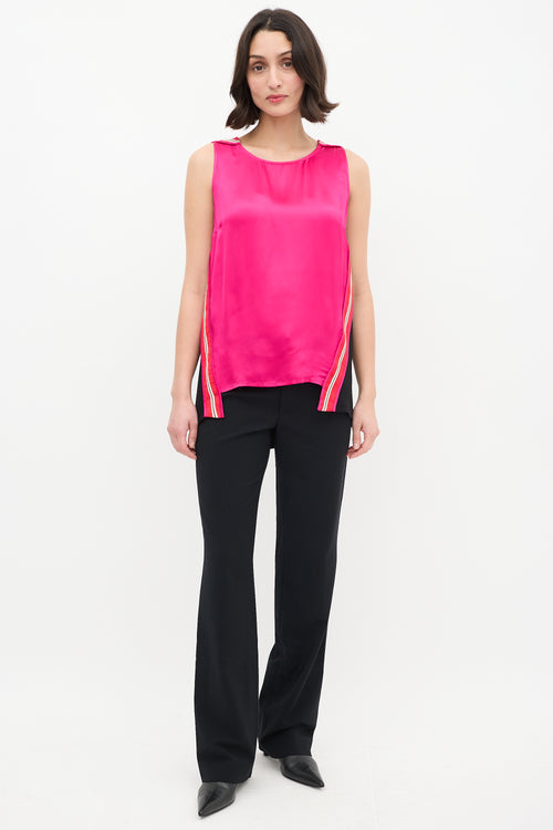 Stella McCartney Fuchsia & Multi Satin Cape Tank Top