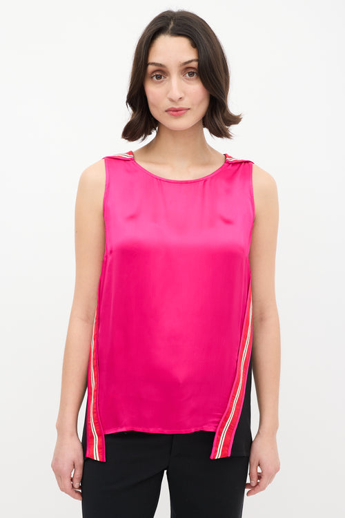 Stella McCartney Fuchsia & Multi Satin Cape Tank Top