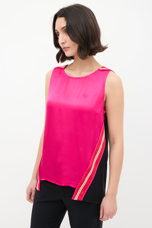 Stella McCartney Fuchsia & Multi Satin Cape Tank Top