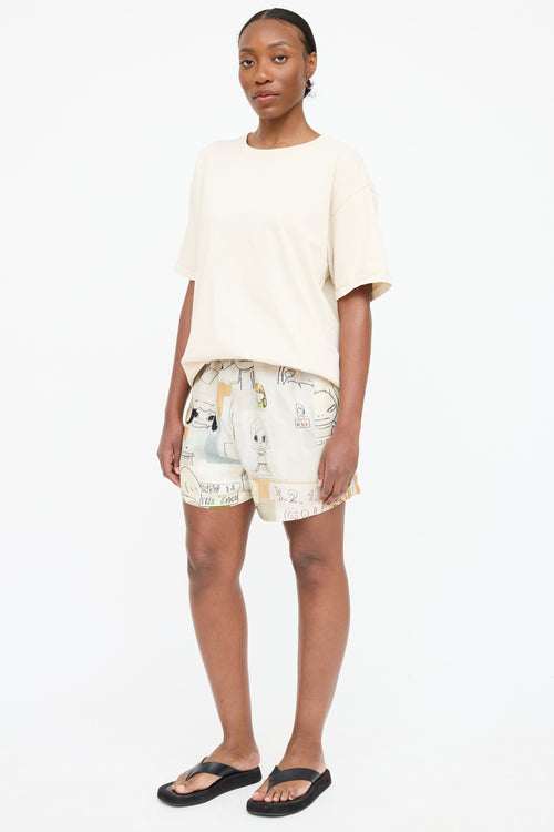 Stella McCartney X Yoshitomo Nara Print Silk Shorts