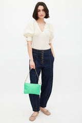 Stella McCartney Neon Green Embossed Faux Leather Clutch