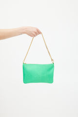 Stella McCartney Neon Green Embossed Faux Leather Clutch